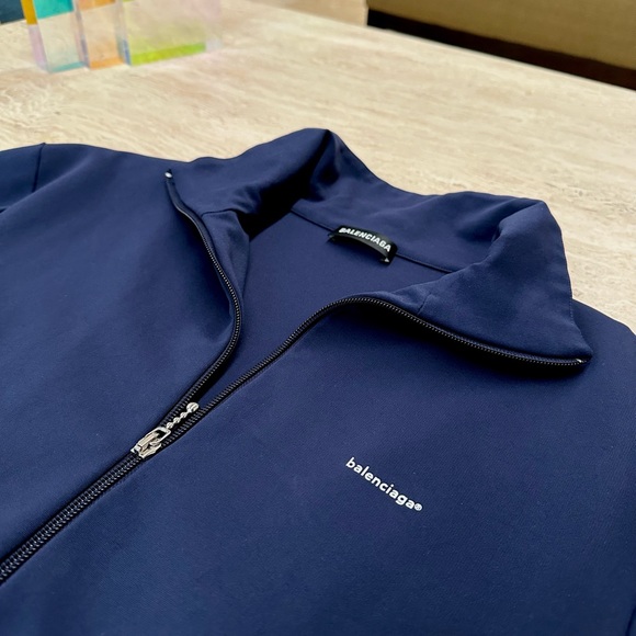 LIKE NEW! Balenciaga Navy Track jacket! Sz Small - Picture 3 of 6